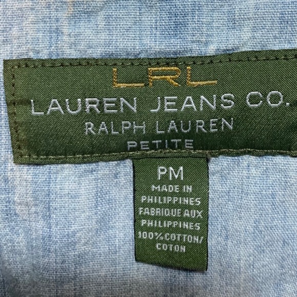 VTG Lauren Jeans Co. Ralph Lauren cotton denim blazer Jacket PM boho cottagecore - Picture 4 of 10